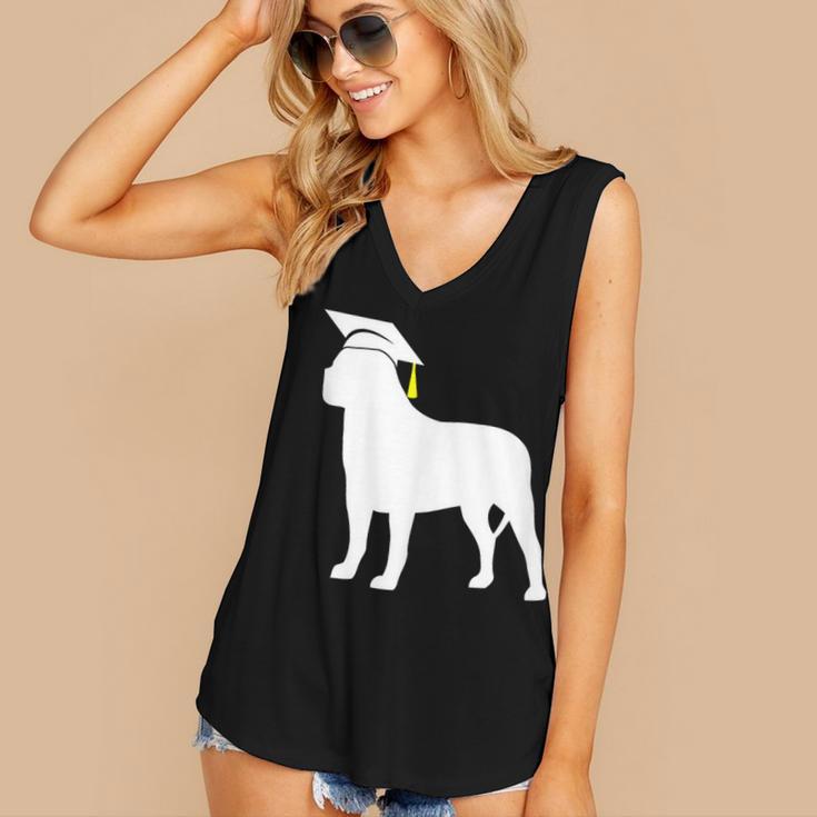 English Mastiff Graduation Dog Graduate Women's V-Neck Tank Top