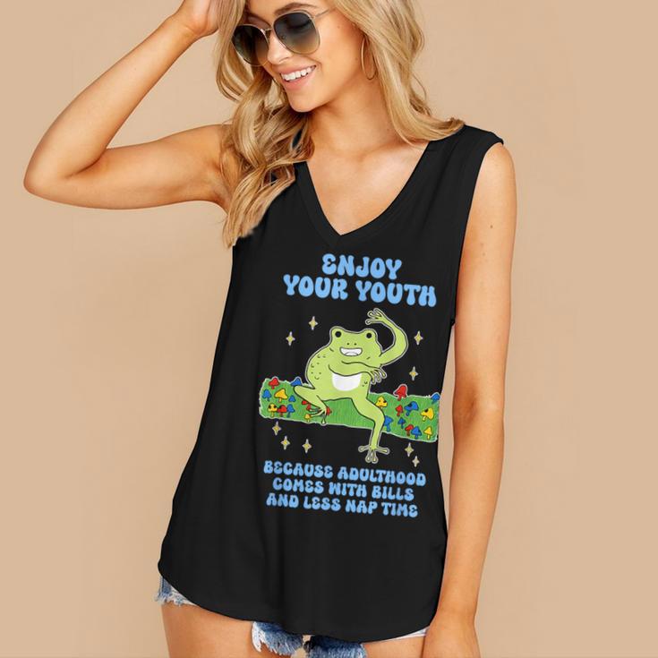 Enjoy Adulthood Comes With Bills Nostalgia Regret Women's V-Neck Tank Top