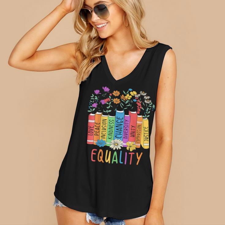Equality Book LGBTQ Wildflowers Equal Rights Gay Kindness Women's V-Neck Tank Top