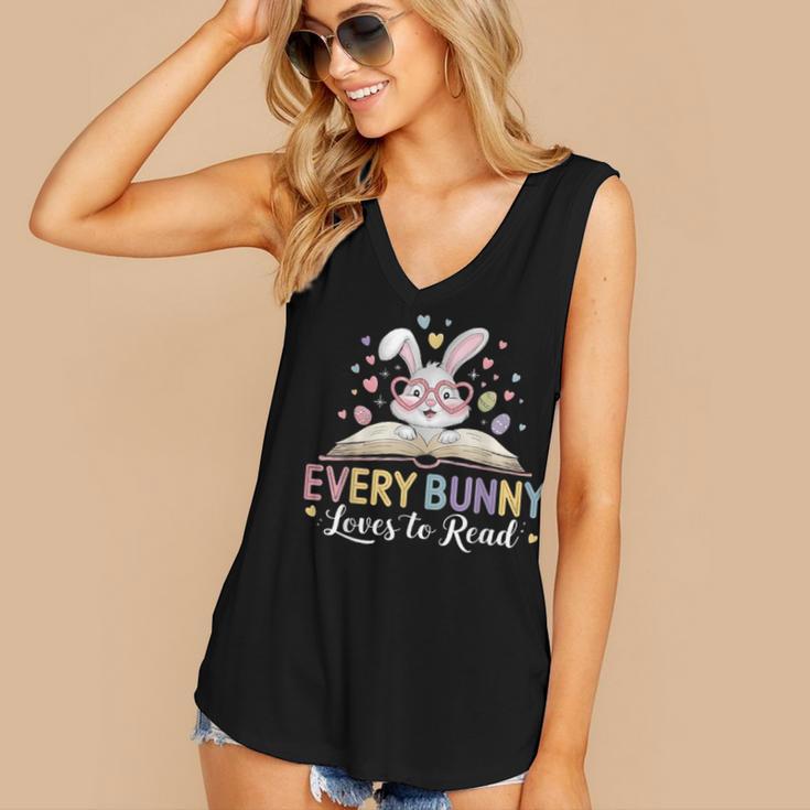 Every Bunny Loves To Read Book Lover Bookworm Rabbit Easter Women's V-Neck Tank Top Every Bunny Loves To Read Book Lover Bookworm Rabbit Easter Women's V-Neck Tank Top