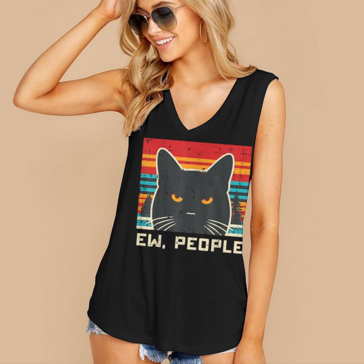 Ew People Cat Saying Introvert Women Men Kids Women's V-Neck Tank Top