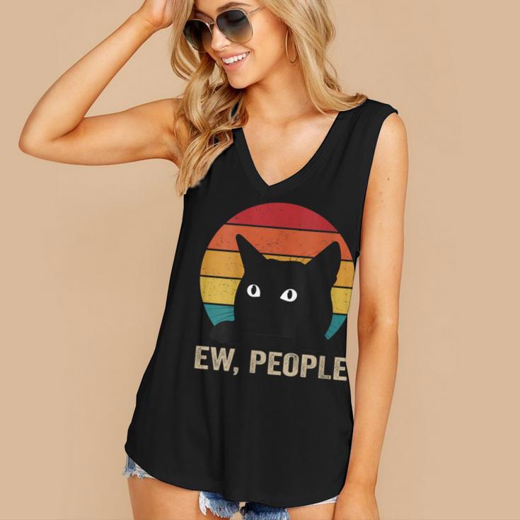 Ew People Introvert Cat Lover Cat Lady Vintage Women's V-Neck Tank Top Ew People Introvert Cat Lover Cat Lady Vintage Women's V-Neck Tank Top