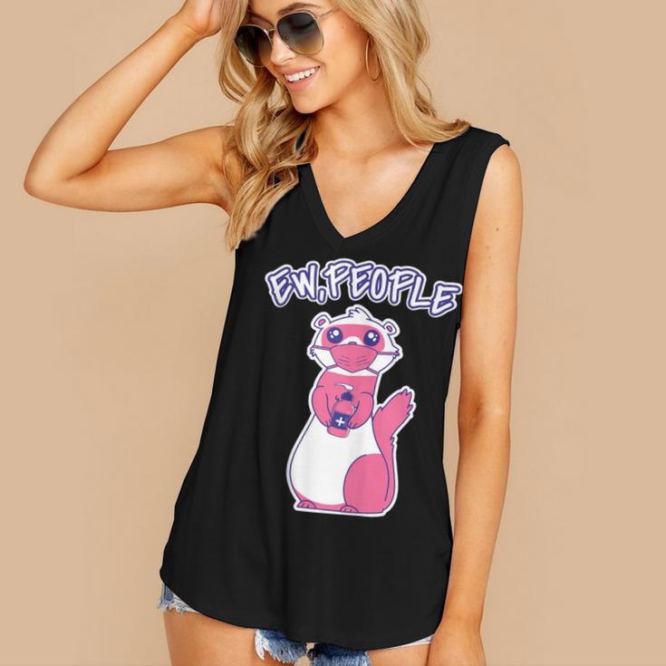 Ew People Introvert Ferrets Saying Mask Ferret Women's V-Neck Tank Top Ew People Introvert Ferrets Saying Mask Ferret Women's V-Neck Tank Top