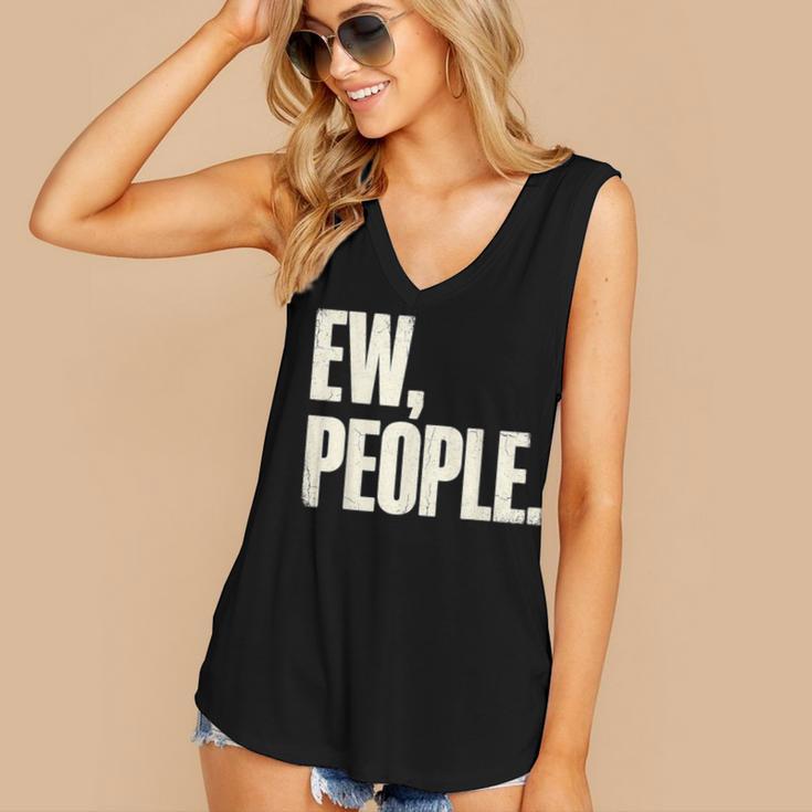 EW People Introvert Sarcastic Graphic Style Women's V-Neck Tank Top EW People Introvert Sarcastic Graphic Style Women's V-Neck Tank Top