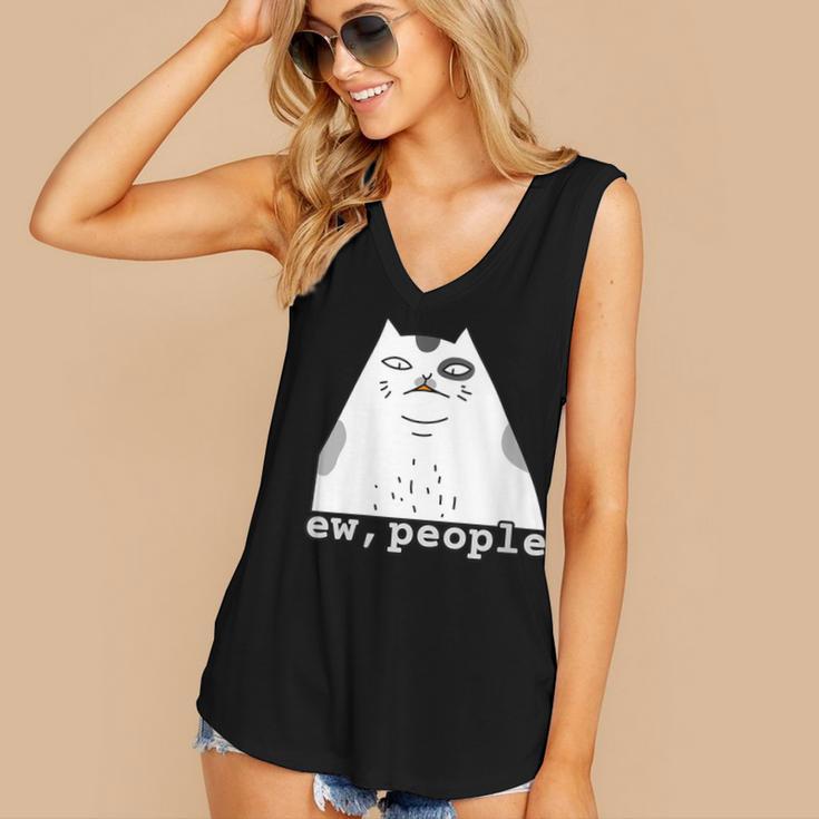Ew People Introvert Sayings Sarcastic Cat Quote Women's V-Neck Tank Top Ew People Introvert Sayings Sarcastic Cat Quote Women's V-Neck Tank Top