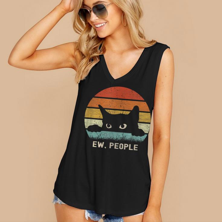 Ew People Retro Cat Cat Lover Introvert Women's V-Neck Tank Top Ew People Retro Cat Cat Lover Introvert Women's V-Neck Tank Top