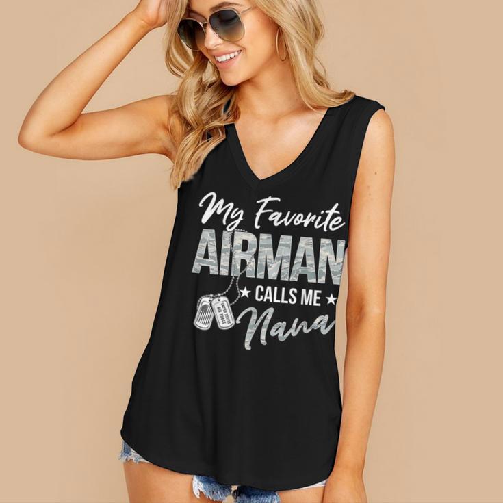 My Favorite Airman Calls Me Nana US Air Force Graduation Women's V-Neck Tank Top