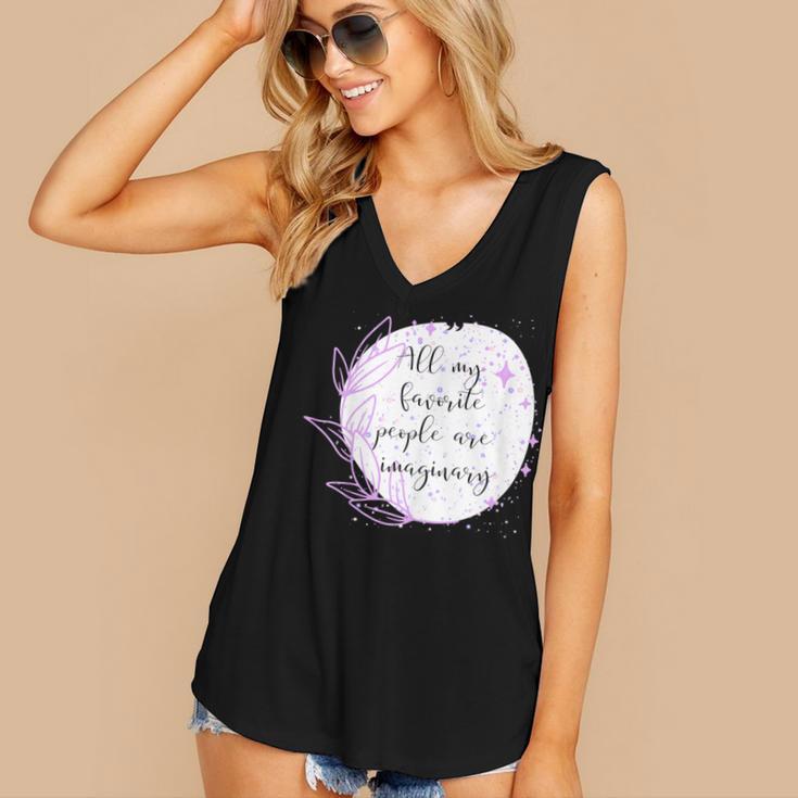 All My Favorite People Are Imaginary Book Lover Idea Women's V-Neck Tank Top