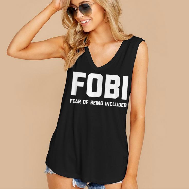 Fear Of Being Included Fobi Sarcastic Women Introvert-Chic Women's V-Neck Tank Top Fear Of Being Included Fobi Sarcastic Women Introvert-Chic Women's V-Neck Tank Top