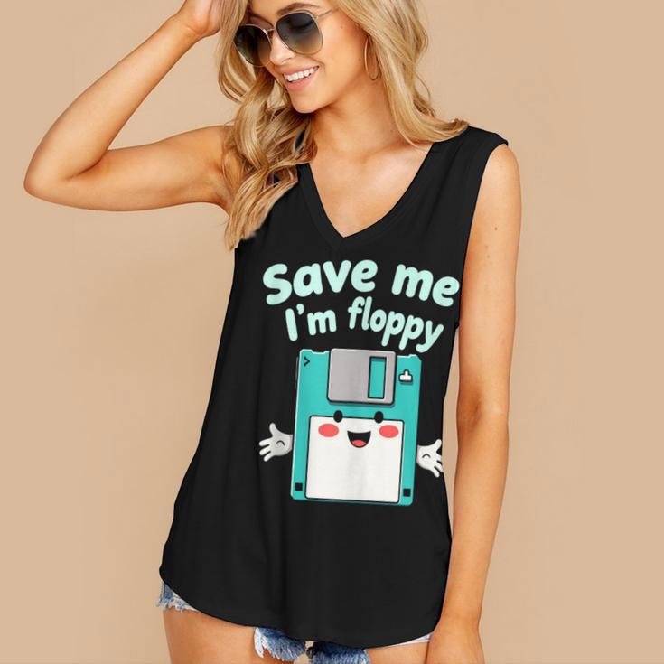 Floppy Disk Retro Tech Nostalgia Old School Computing Humor Women's V-Neck Tank Top