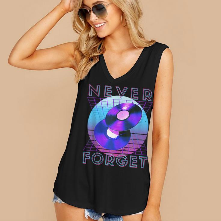 Never Forget Retro 80s 90s Nostalgia Women's V-Neck Tank Top