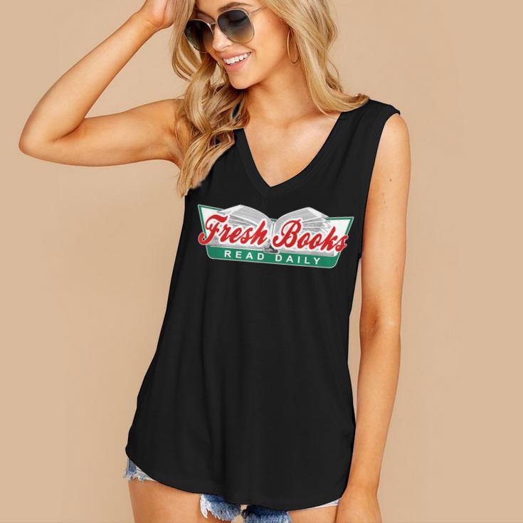 Fresh Books Read Daily Saying Reading And Book Women's V-Neck Tank Top