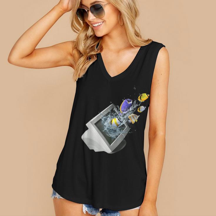 Frutiger Aero Aesthetic Tech Computer Aquarium Fishes Women's V-Neck Tank Top Frutiger Aero Aesthetic Tech Computer Aquarium Fishes Women's V-Neck Tank Top