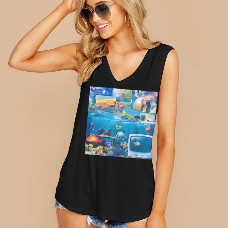 Frutiger Aero Retro Vibes Y2K Retro Grunge Women's V-Neck Tank Top