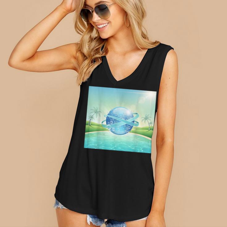 Frutiger Aero Y2k Aesthetic Palm Trees Cyber Beach World Women's V-Neck Tank Top Frutiger Aero Y2k Aesthetic Palm Trees Cyber Beach World Women's V-Neck Tank Top