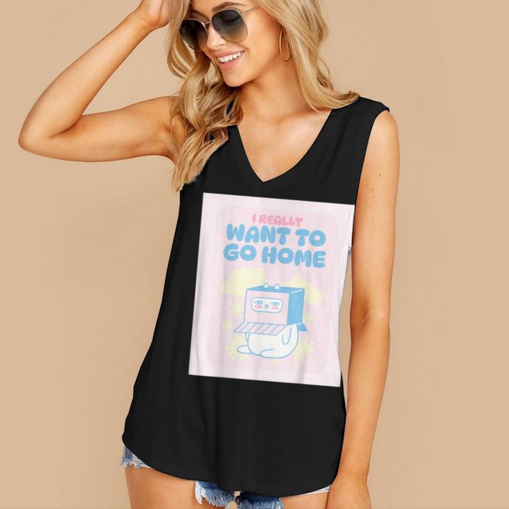 Fun Cute Introvert Cat Character Quote Men Women Women's V-Neck Tank Top