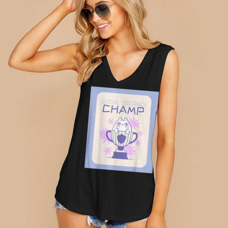Fun Cute Introvert Cat Character Trophy For Men Women Women's V-Neck Tank Top Fun Cute Introvert Cat Character Trophy For Men Women Women's V-Neck Tank Top