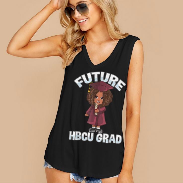 Future HBCU Grad Girl Wearing Graduation Gown Women's V-Neck Tank Top