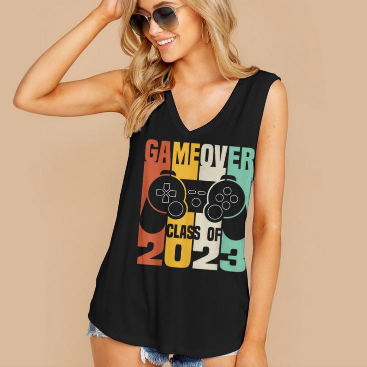 GAME OVER Class Of 2023 Video Games Vintage Graduation Gamer Women's V-Neck Tank Top
