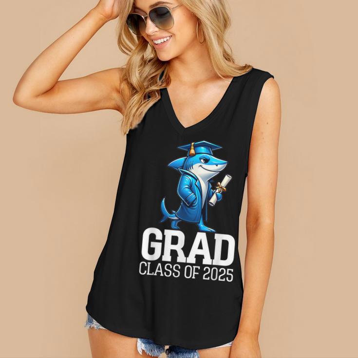 Grad Class Of 2025 Boys Shark Graduation Graduated Women's V-Neck Tank Top