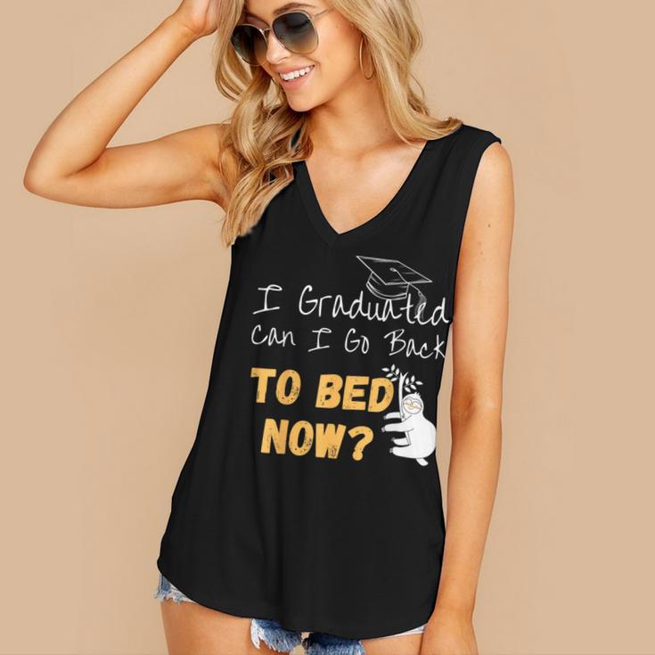 I Graduated Can I Go Back To Bed Now Graduation Sloth Women's V-Neck Tank Top