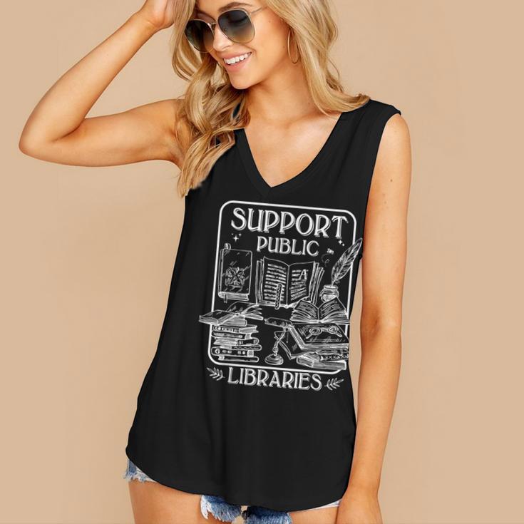 Groovy Support Your Local Library Book Reader Lover Bookworm Women's V-Neck Tank Top Groovy Support Your Local Library Book Reader Lover Bookworm Women's V-Neck Tank Top