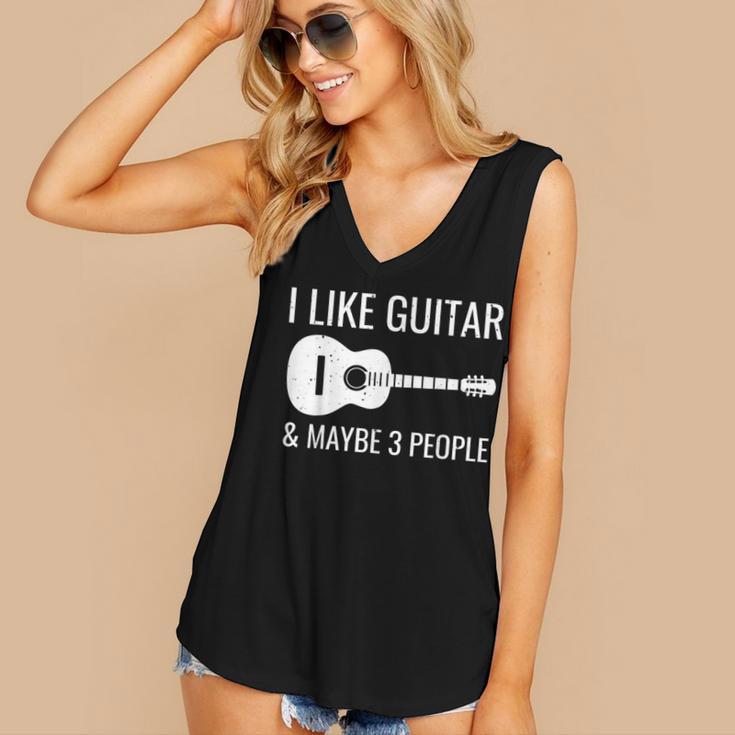 I Like Guitar & Maybe 3 People Music Introvert Guitar Women's V-Neck Tank Top I Like Guitar & Maybe 3 People Music Introvert Guitar Women's V-Neck Tank Top