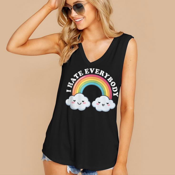 I Hate Everybody Rainbow Sarcastic Grumpy Introvert Women's V-Neck Tank Top I Hate Everybody Rainbow Sarcastic Grumpy Introvert Women's V-Neck Tank Top