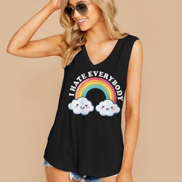 I Hate Everybody Rainbow Sarcastic Grumpy Introvert Women's V-Neck Tank Top I Hate Everybody Rainbow Sarcastic Grumpy Introvert Women's V-Neck Tank Top