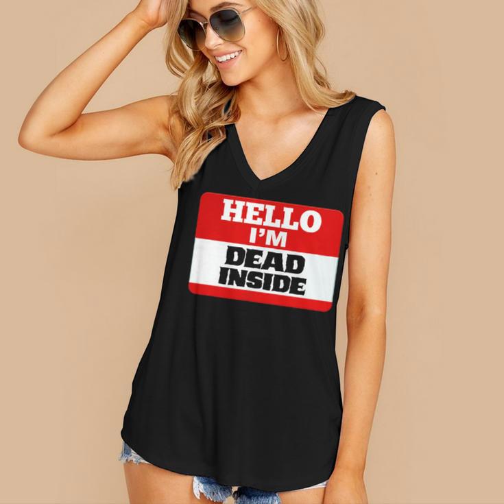 Hello I'm Dead Inside Name Tag Introvert Sarcastic Women's V-Neck Tank Top