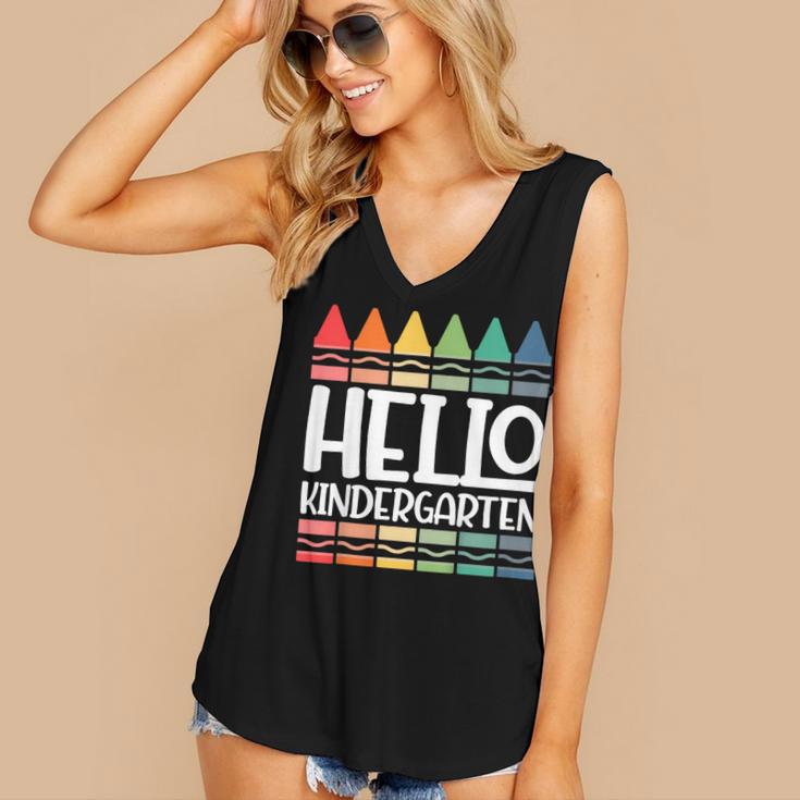 Hello Kindergarten First Day Back To School Graduation Women's V-Neck Tank Top