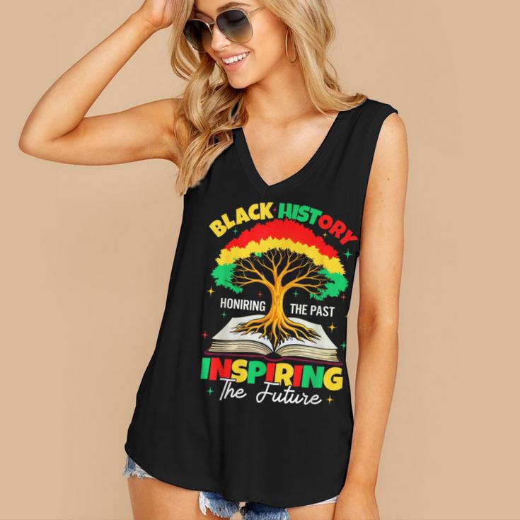 Honoring Past Inspiring Future History Month Book Tree Women's V-Neck Tank Top