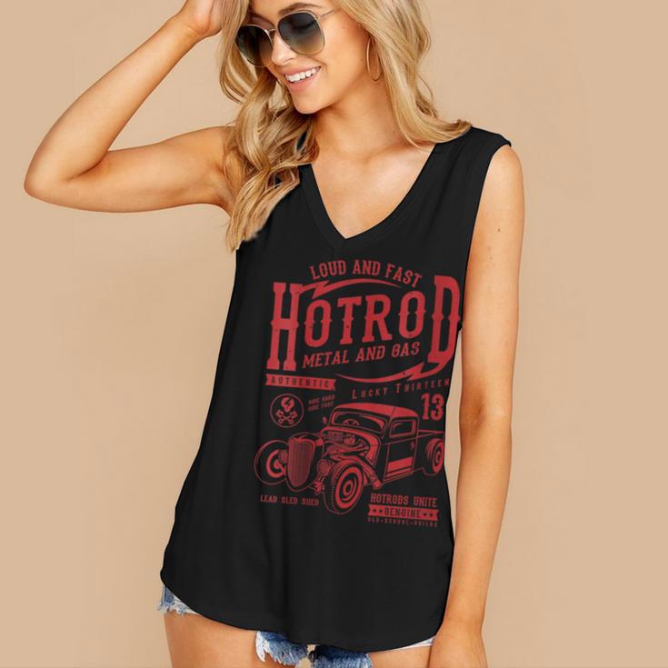 Hotrod Car Automotive Nostalgia Distressed Retro Women's V-Neck Tank Top Hotrod Car Automotive Nostalgia Distressed Retro Women's V-Neck Tank Top
