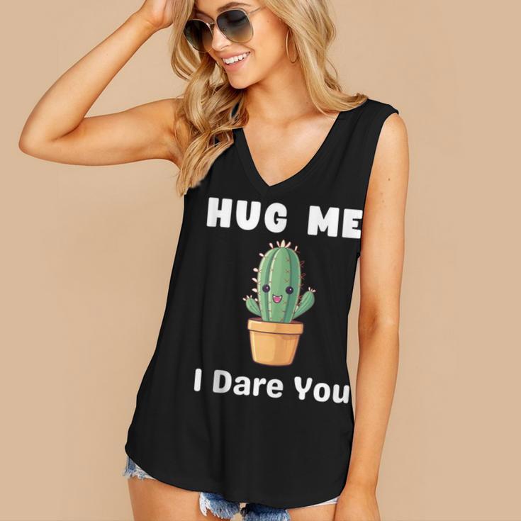 Hug Me I Dare You Introvert Cactus Tee Women's V-Neck Tank Top Hug Me I Dare You Introvert Cactus Tee Women's V-Neck Tank Top
