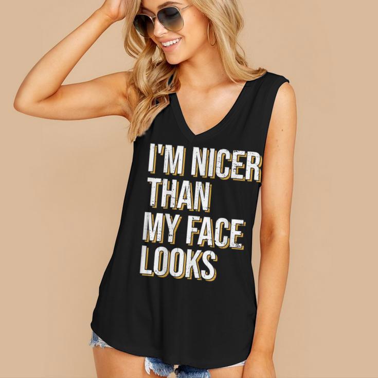 I'm Nicer Than My Face Looks Introverted Introverts Women's V-Neck Tank Top