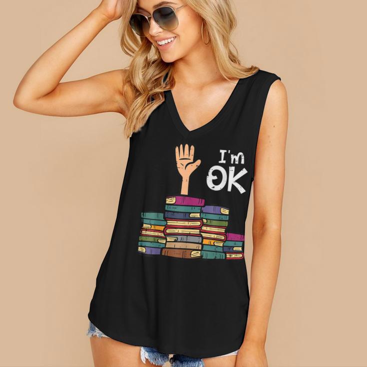I'm Ok Read Book Reading Librarian Teacher Men Women Women's V-Neck Tank Top