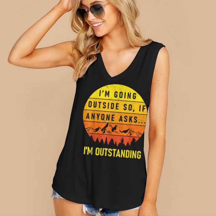 I'm Outstanding Retro Introvert Mountain Trip Lover Women's V-Neck Tank Top I'm Outstanding Retro Introvert Mountain Trip Lover Women's V-Neck Tank Top