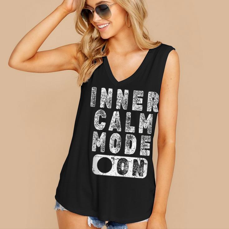 Inner Calm Mode On Introvert Saying Women's V-Neck Tank Top Inner Calm Mode On Introvert Saying Women's V-Neck Tank Top