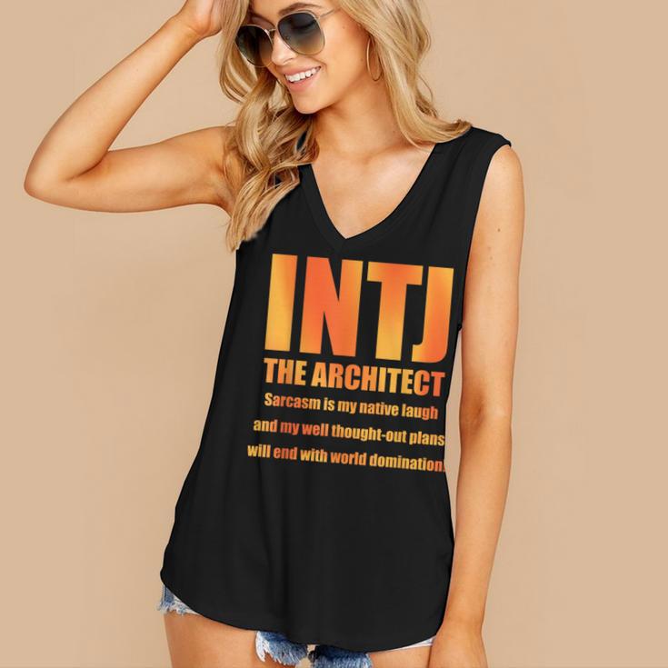 INTJ Architect Personality Introvert Sarcastic Orange Women's V-Neck Tank Top INTJ Architect Personality Introvert Sarcastic Orange Women's V-Neck Tank Top