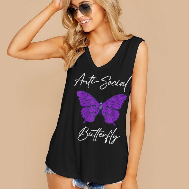 Introvert Antisocial Butterfly For Women Men Women's V-Neck Tank Top