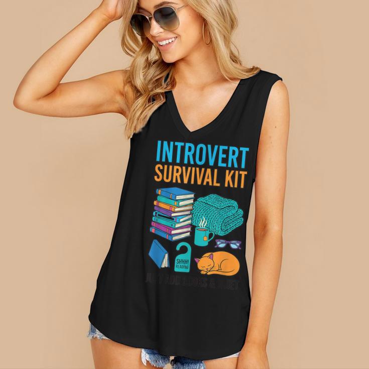 Introvert Book Lover Introvert Survival Kit Women's V-Neck Tank Top Introvert Book Lover Introvert Survival Kit Women's V-Neck Tank Top