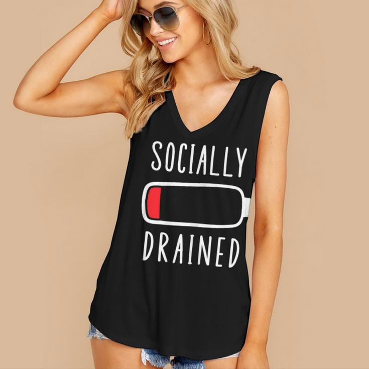 Introvert Socially Drained Battery Women's V-Neck Tank Top Introvert Socially Drained Battery Women's V-Neck Tank Top