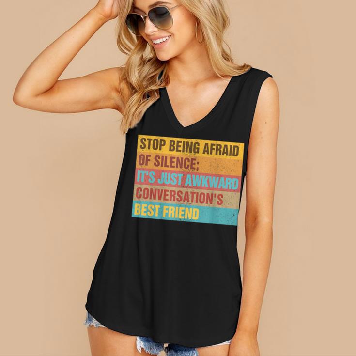 Introvert Stop Being Afraid Of Silence Just Awkward Women's V-Neck Tank Top