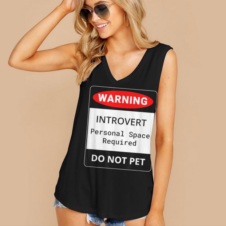 Introvert Warning Danger Do Not Pet Disturb Anti-Social Women's V-Neck Tank Top