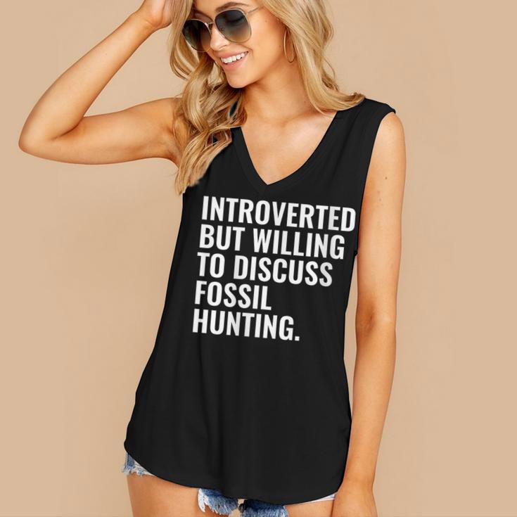 Introverted But Fossil Hunting Introvert Fossil Hunter Women's V-Neck Tank Top
