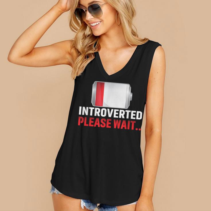Introverted Please Wait Introvert Saying Sarcasm Women's V-Neck Tank Top