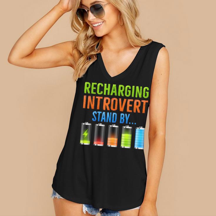 Introverted Recharging Introvert Saying Sarcasm Women's V-Neck Tank Top Introverted Recharging Introvert Saying Sarcasm Women's V-Neck Tank Top