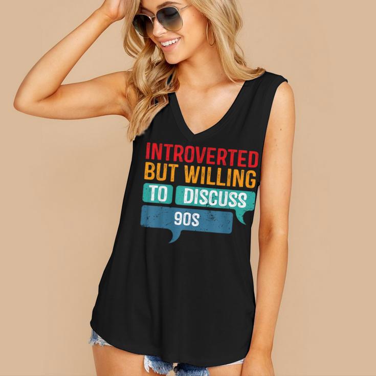 Introverted But Willing To Discuss 90s Women's V-Neck Tank Top