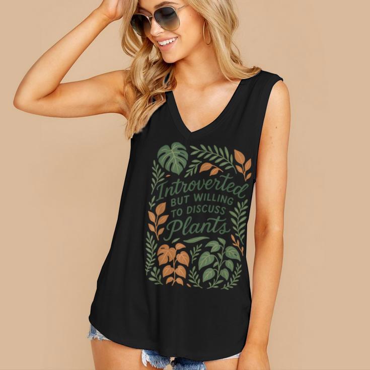 Introverted But Willing To Discuss Plants Botanical Women's V-Neck Tank Top