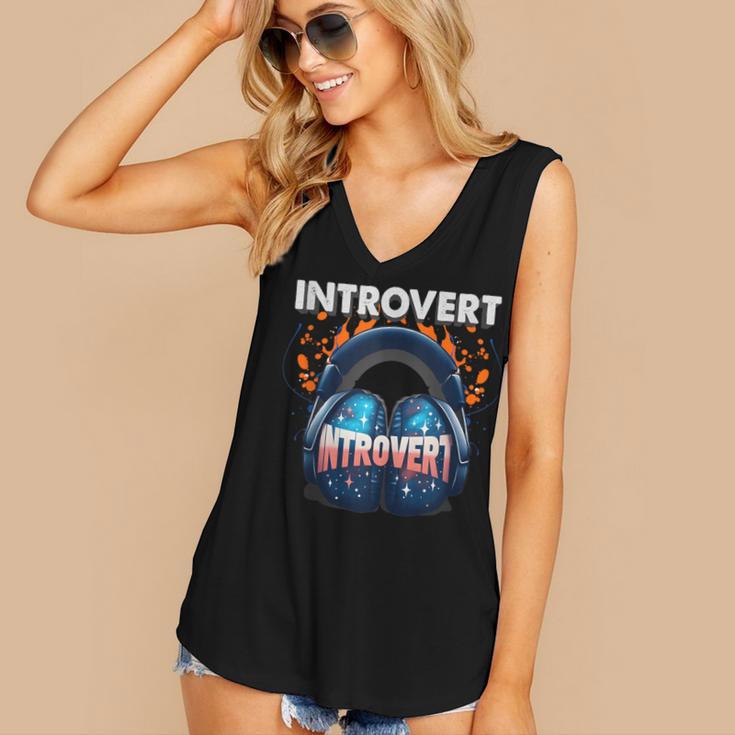 Introvert's Best Friend Noise-Canceling Headphones Women's V-Neck Tank Top